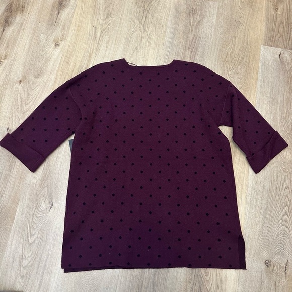 NWT Cynthia Rowley Woman Plum Polka Dot Sweater Size 1X - Picture 2 of 6